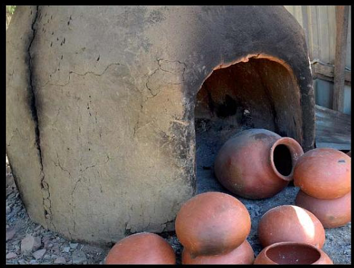 clay pots in a stone kiln